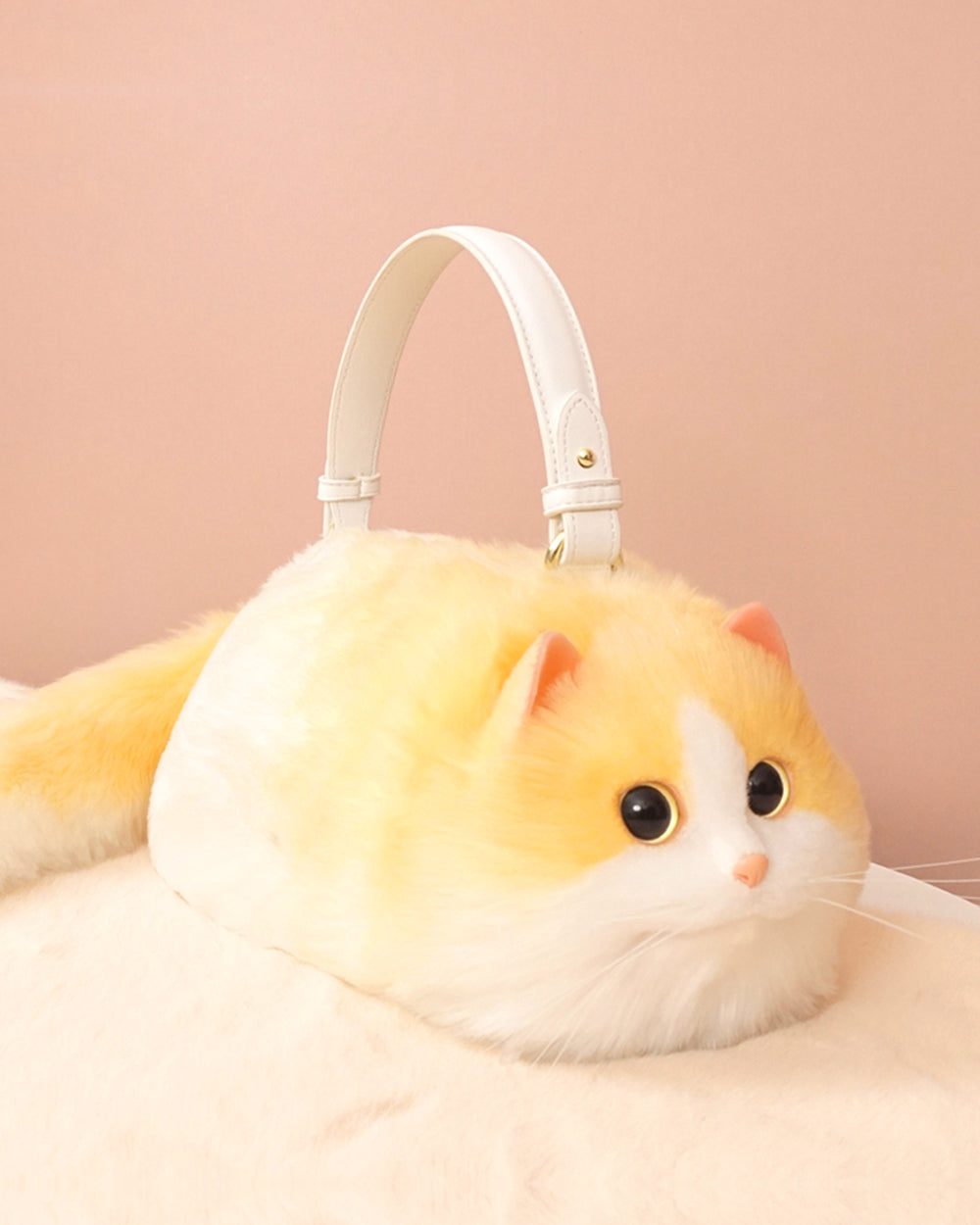 08 Yellow & White Ginger Cat - Adorably Cute Fluffy Cat Purse