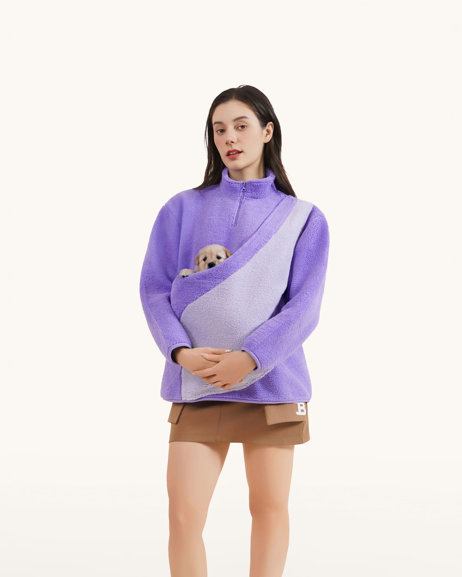 Lavender Purple, Unisex - Fleece Sweater with Kangaroo pouch pet