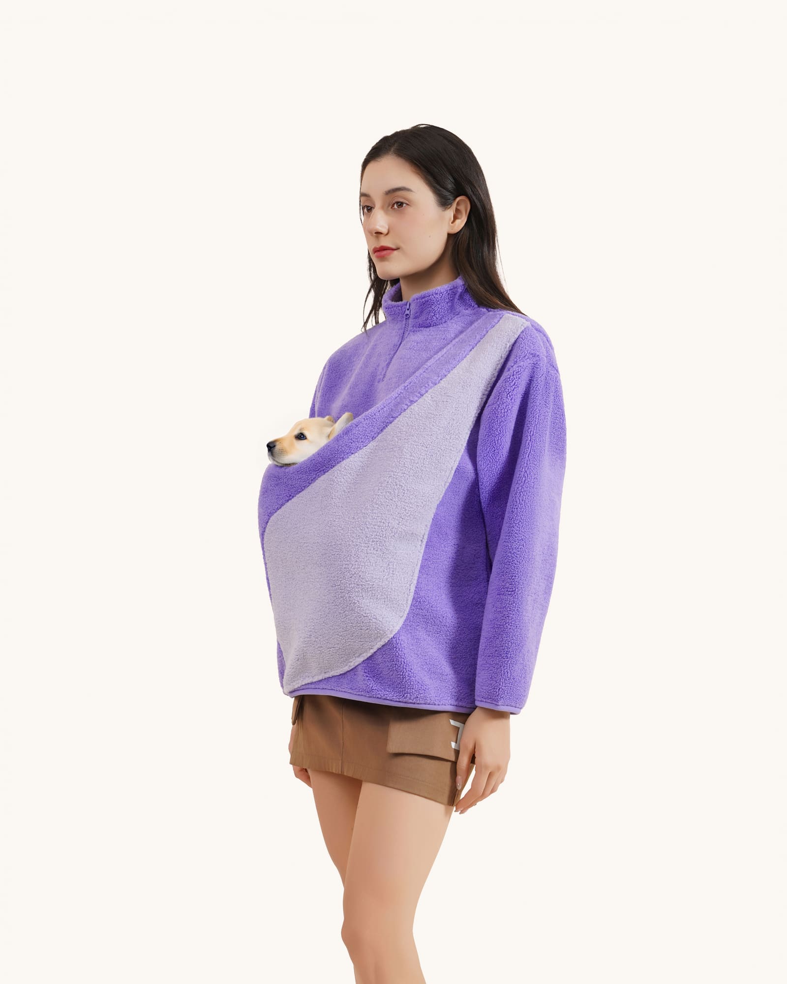 Lavender Purple, Unisex - Fleece Sweater with Kangaroo pouch pet