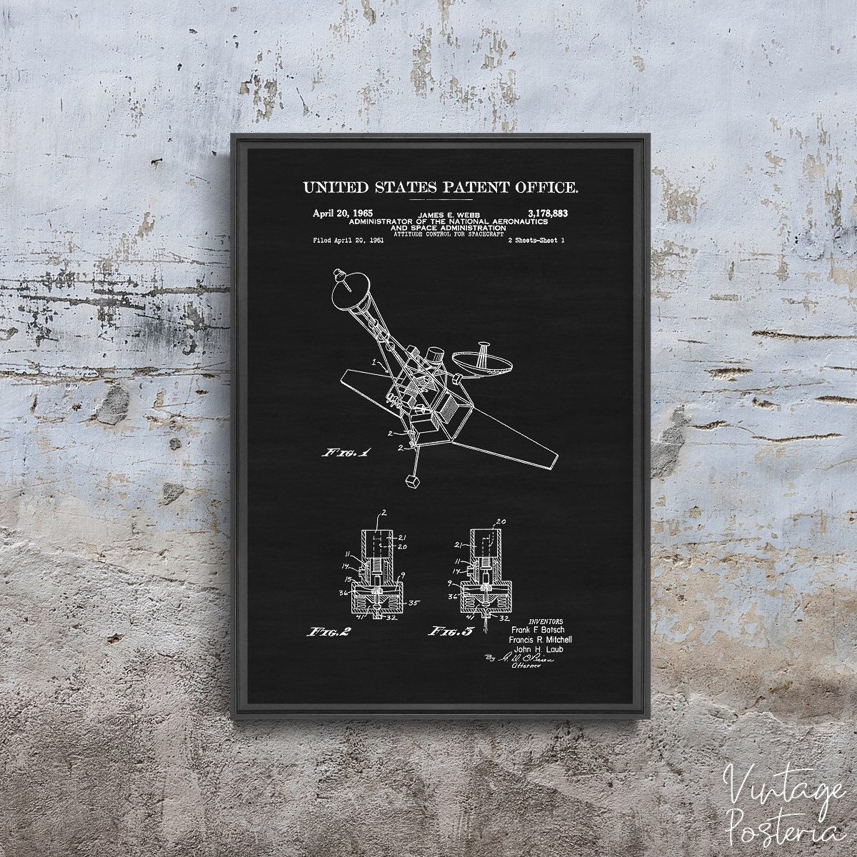  Spacecraft Attitude Control Patent Print Vintage Poster, Wall Decor, Game Patent Prints, Sketch Wall Hanging