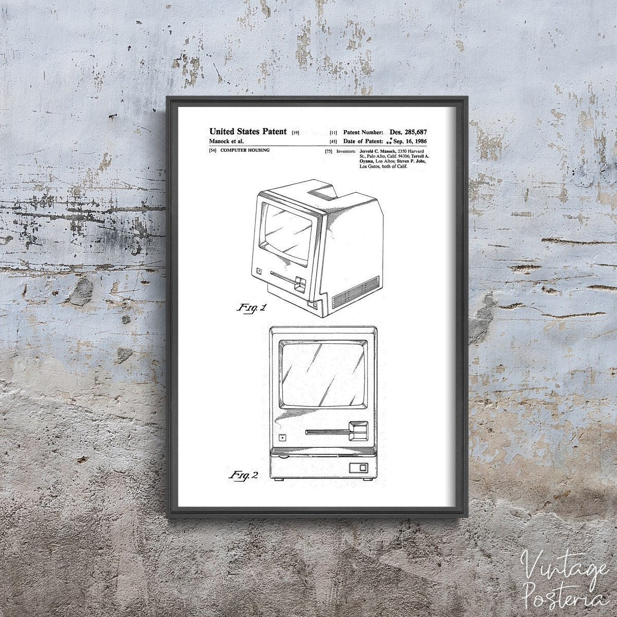  Original Apple Macintosh Computer Patent Vintage Poster, Cotton Canvas, Patent Drawing, Pencil Wall Print