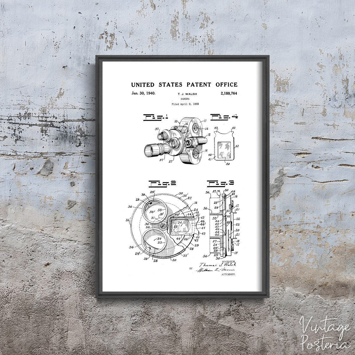 Bell & Howell Camera Filter Patent Vintage Poster, Modern Posters, Technology Patent, Sketch Wall Art