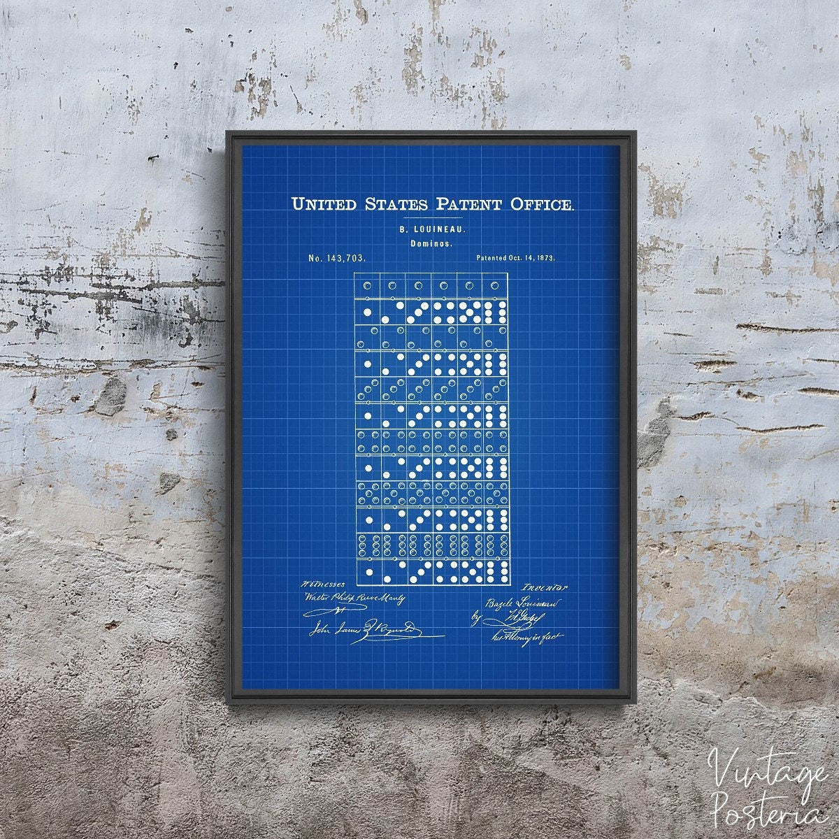  Dominoes Louineau Game United States Patent Vintage Poster, Vintage Wall Art, Patent Prints Art, Sketch Wall Art