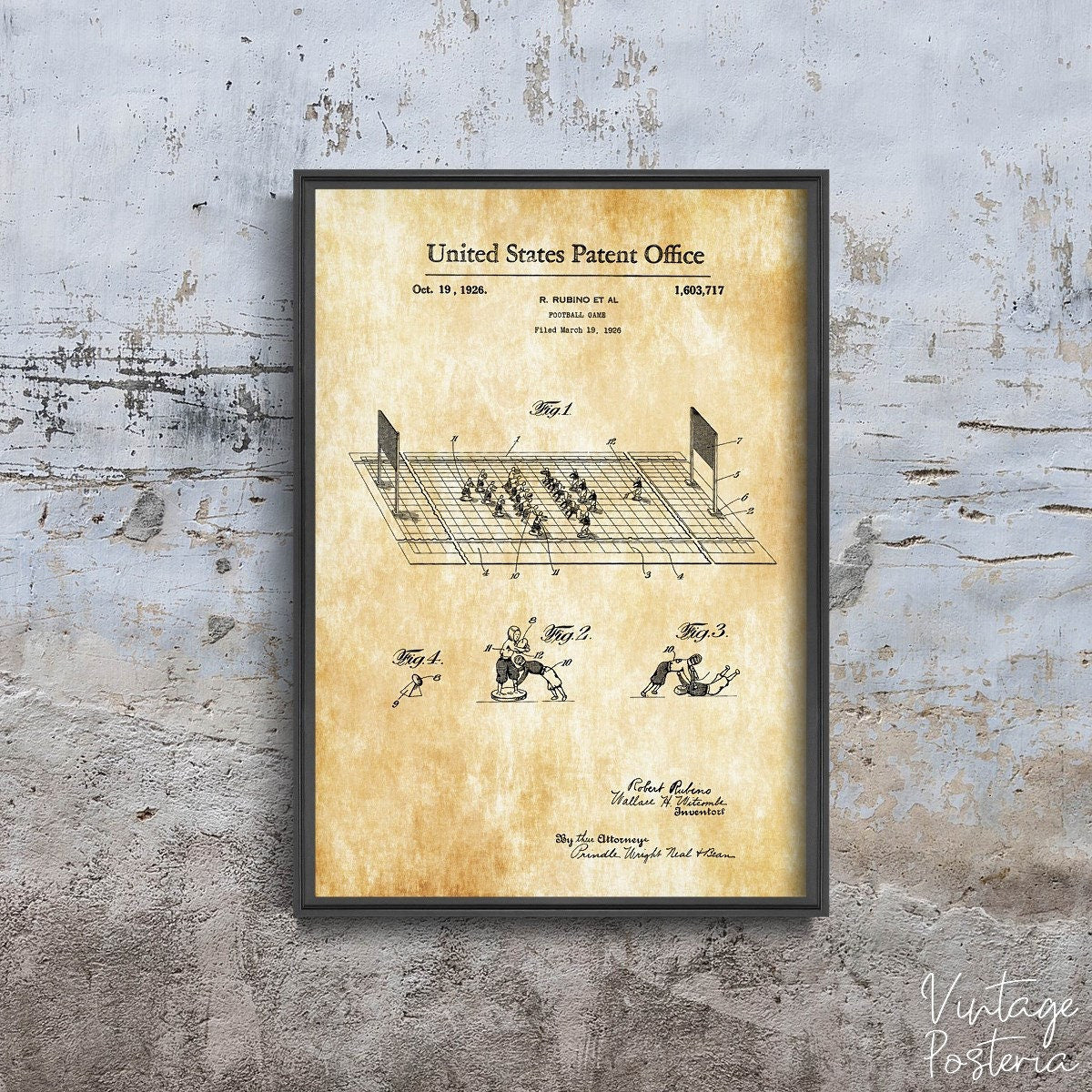  Football Board Game Rubino United States Patent Vintage Poster, Vintage Wall Decoration, Game Patent Prints, Pencil Art