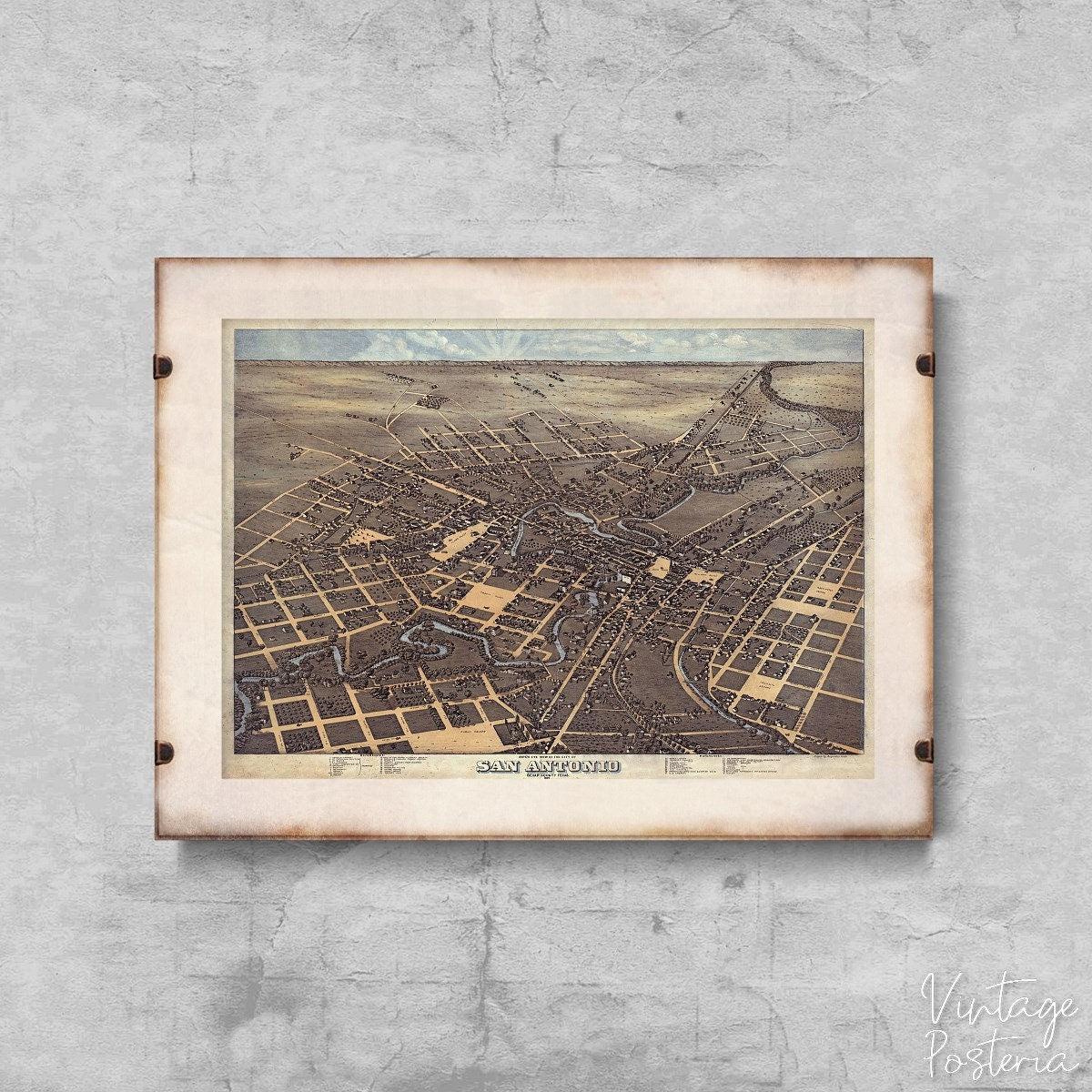 Old map San Antonio Vintage Poster, Painting Print, Discovery Map, Map Wall Decor