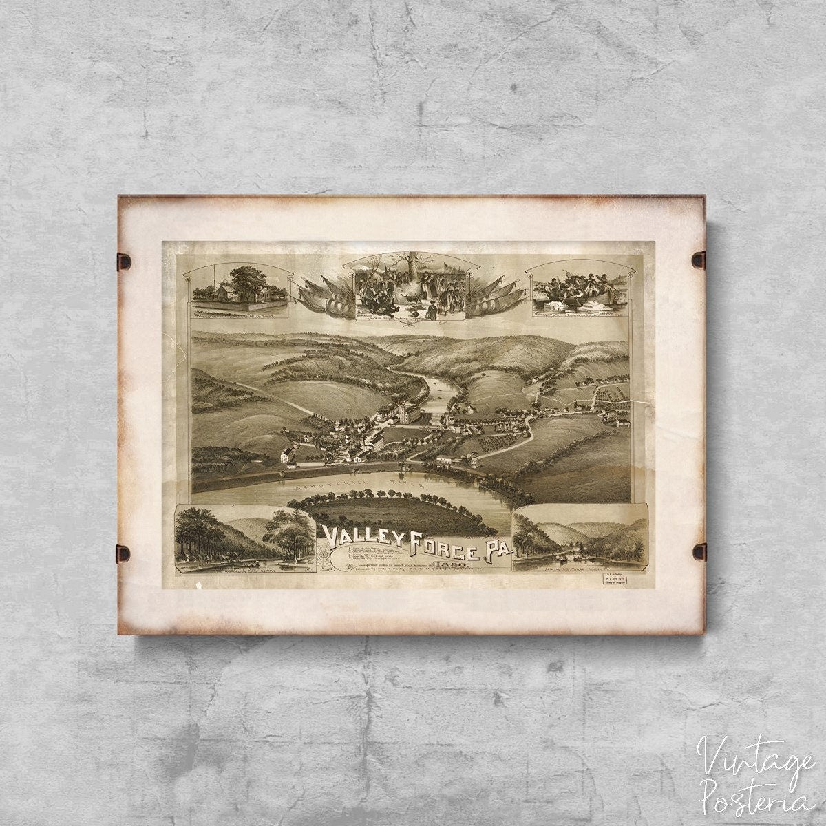  Old Valley Forge Map Vintage Poster, Vintage Wall Art, Antique Map, Maps Wall Hanging