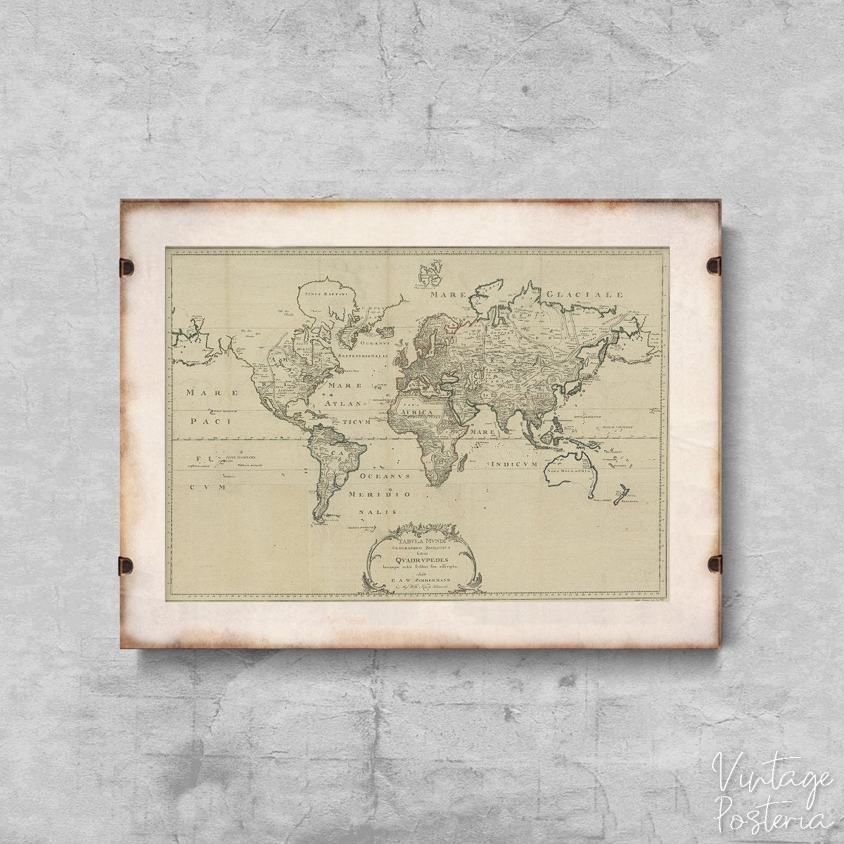  Old Map of Zimmermann Vintage Poster, Aesthetic Wall Hangings, Antique Map, Old Art