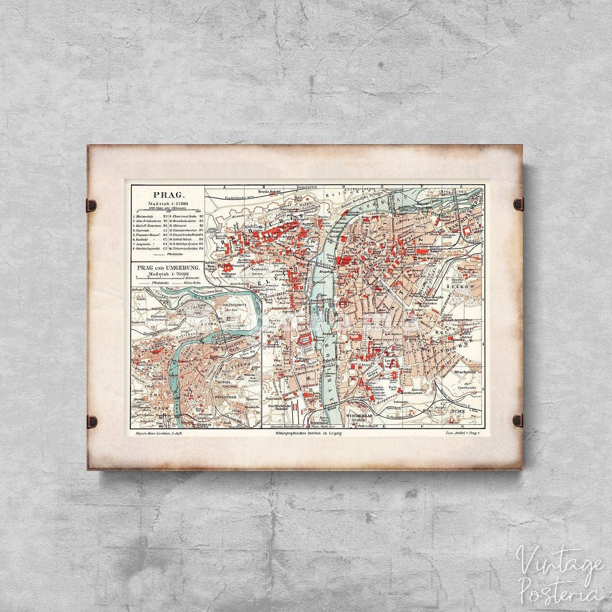  Old Map Praga Vintage Poster, Vintage Poster, Old Maps, Old Art