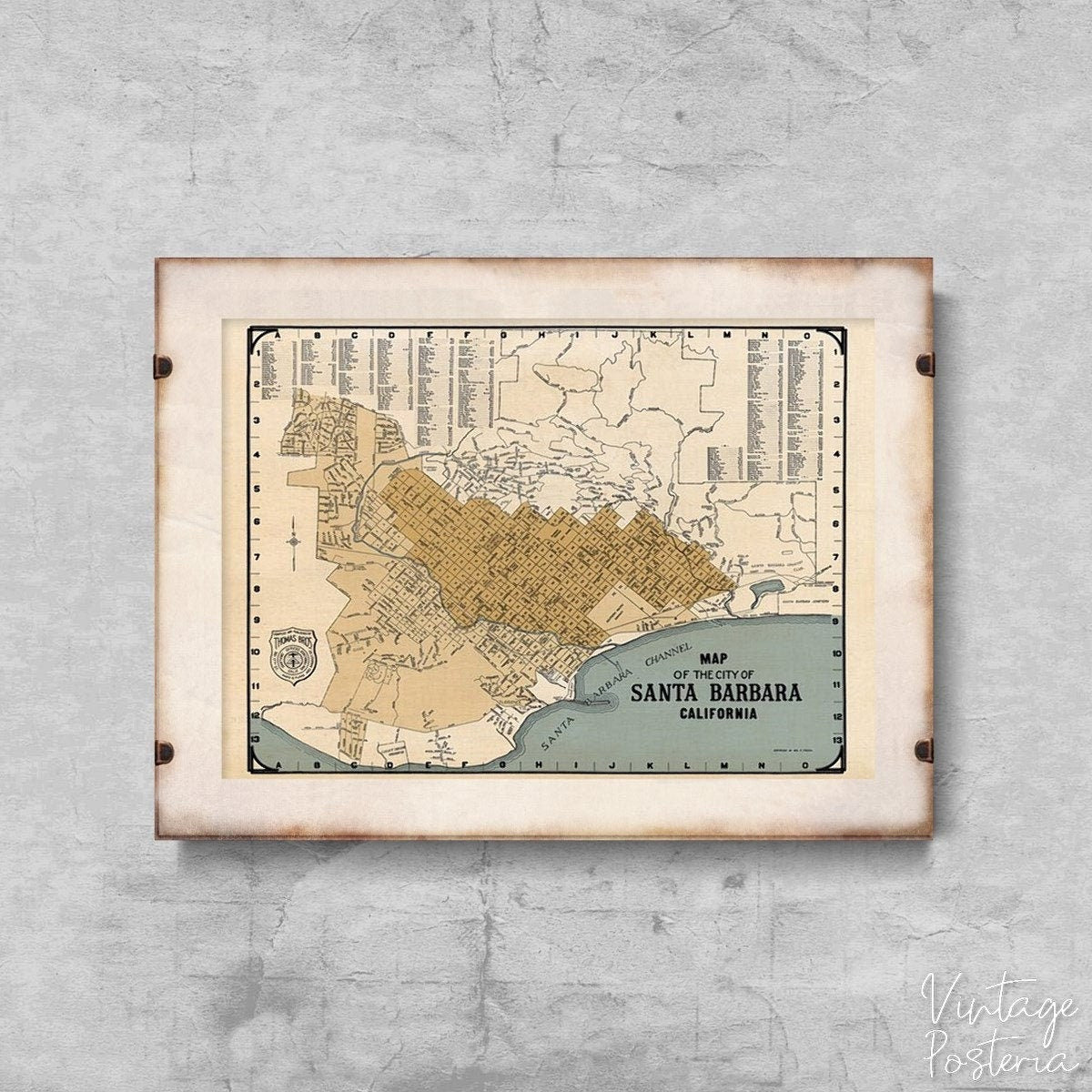  Old Map of Santa Barbara California Vintage Poster, Painting Print, Discovery Map, Countries Decor