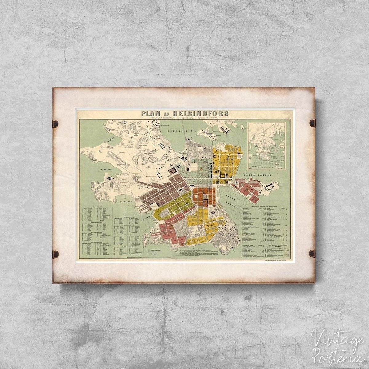  Old Map of Helsinki Finland Vintage Poster, Painting Print, Map Posters, Old Map Art