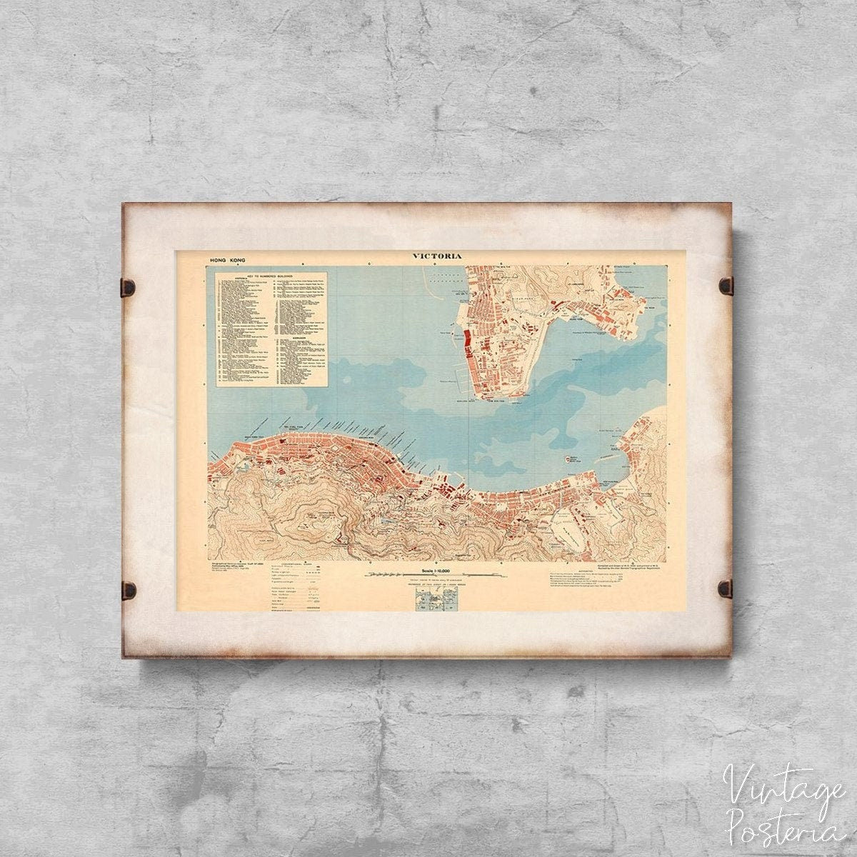  Old Map of Victoria Hong Kong Vintage Poster, Vintage Wall Decoration, Country Map, Map Wall Art