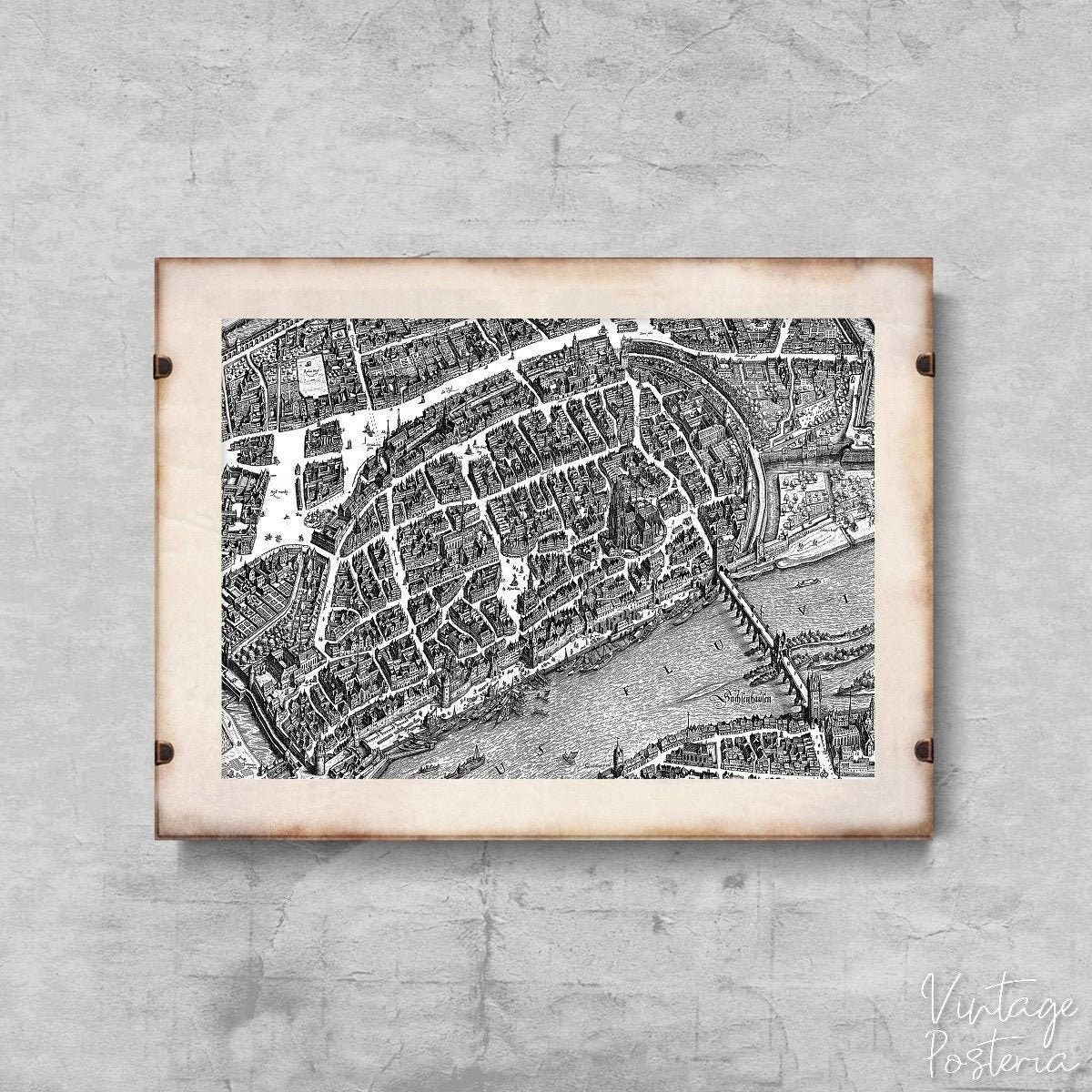  Frankfurt Am Main Merian Innenstadt Vintage Poster, Vintage Poster, Old Maps, Map Print