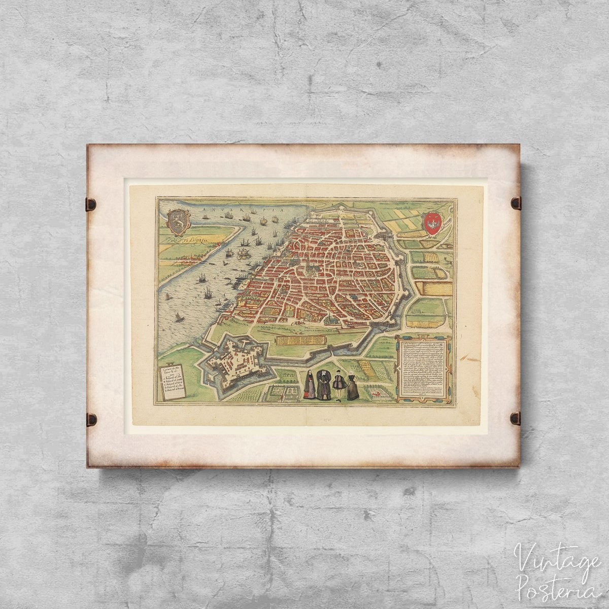  Old Map of Antwerp Amberes Belgium Vintage Poster, Modern Posters, Old Prints, Country Decor