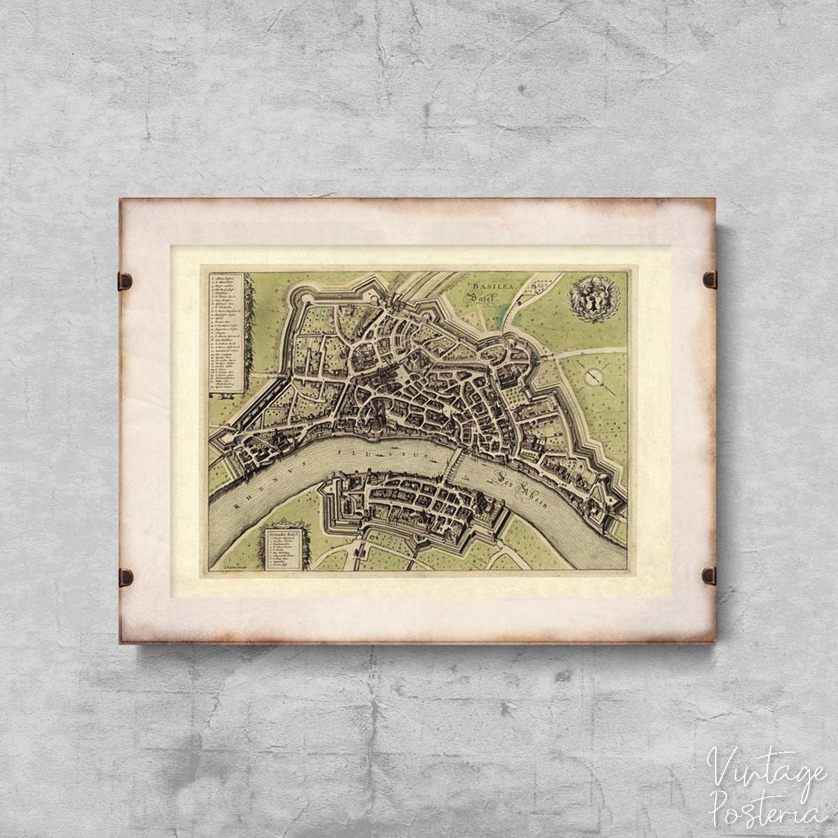  Old Map Basilea Suisse Vintage Poster, Vintage Poster, Wall Print, Old Sketch