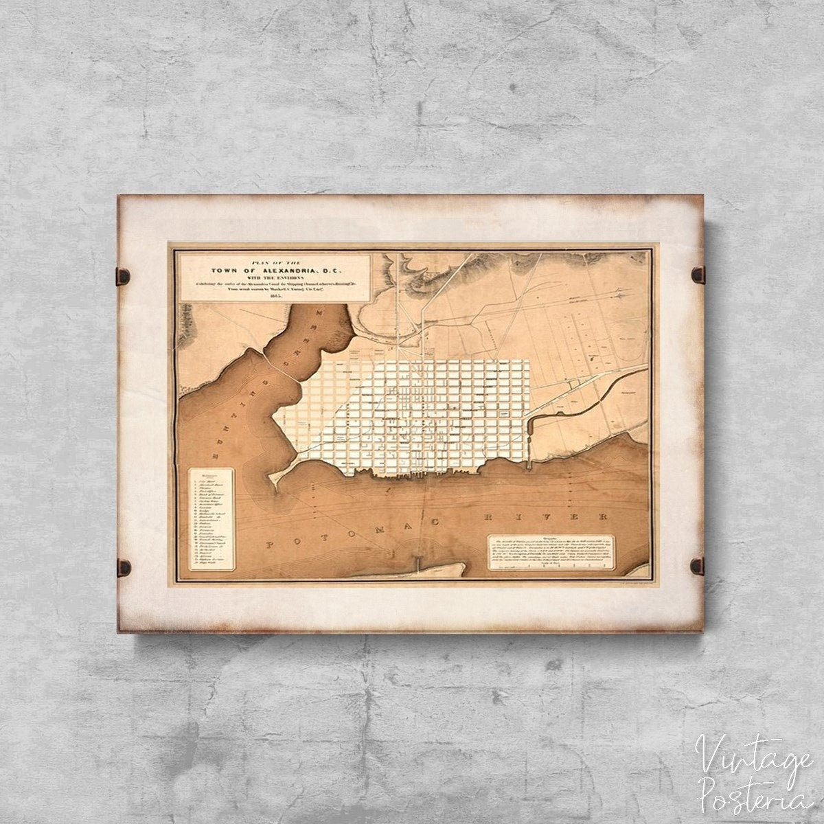 Old Map of Alexandria Virginia Columbia Maryland Vintage Poster, Illustration Print, Old Prints, Country Decor
