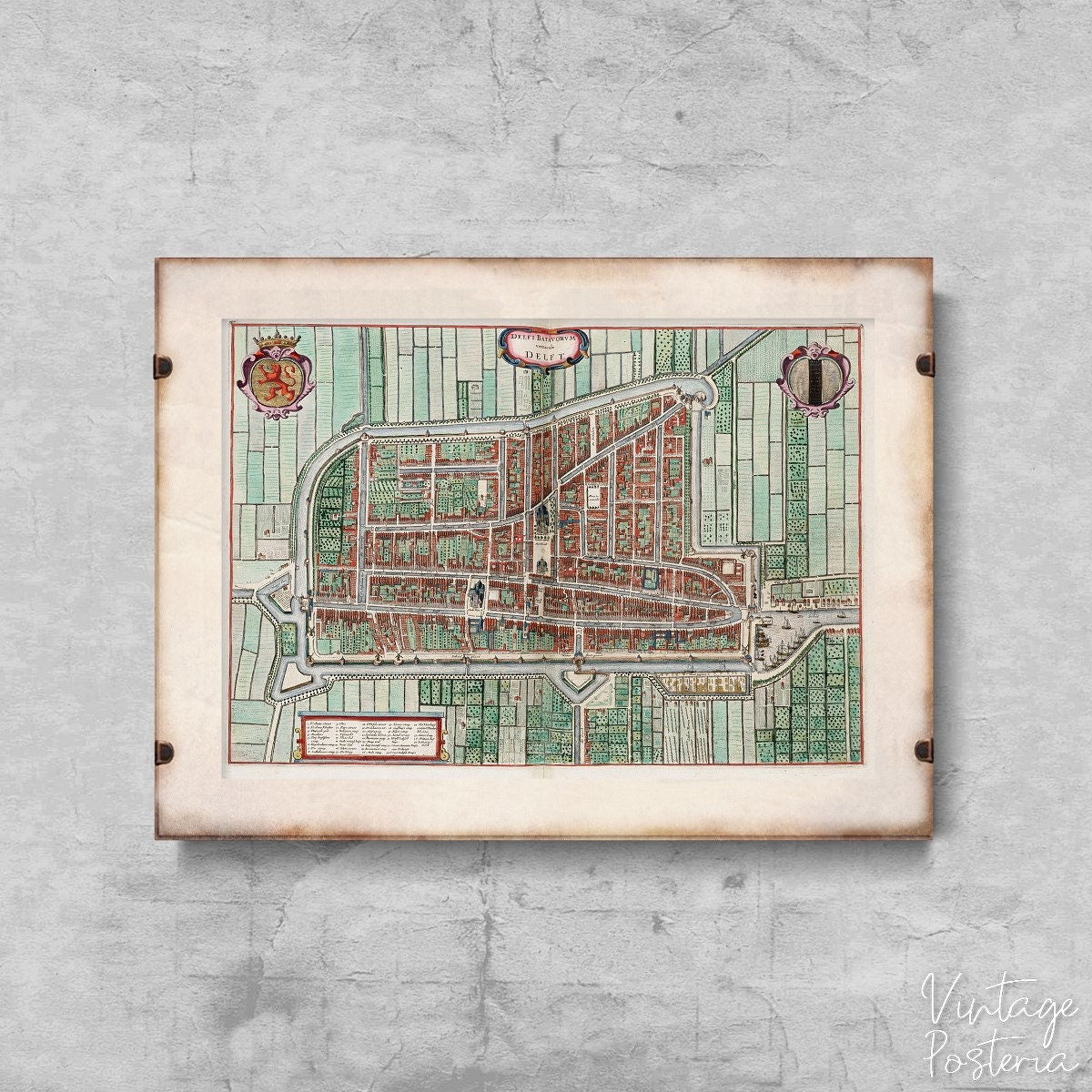  Old Map of Delft Netherlands Vintage Poster, Aesthetic Wall Hangings, Historical Maps, Country Decor