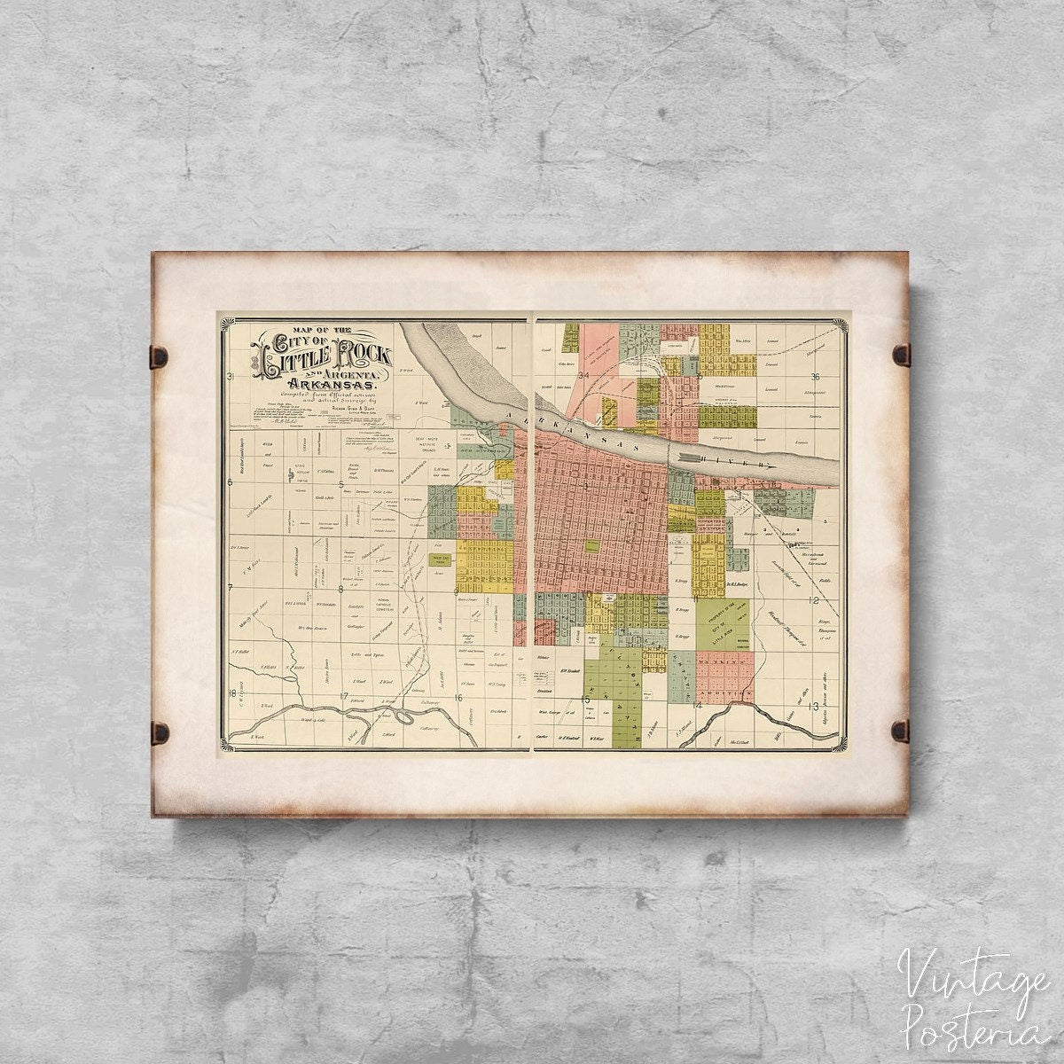  Archived Map Little Rock Arkansas Vintage Poster, Vintage Pattern, Map Posters, Map Wall Decor