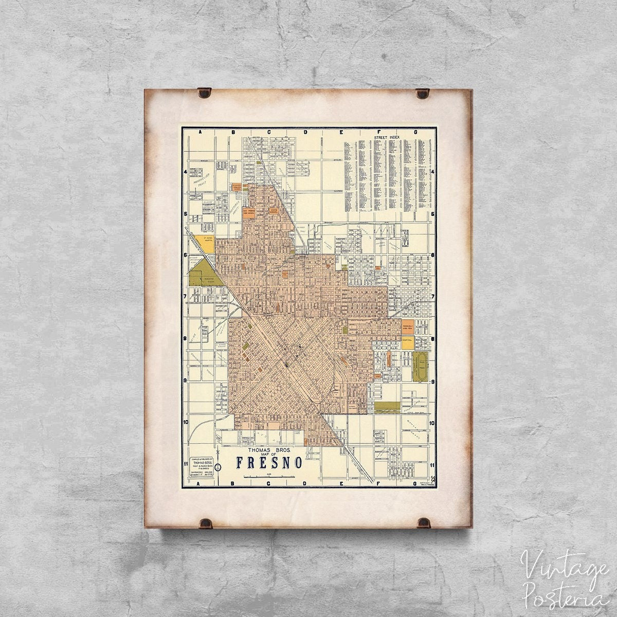  Old Map Fresno California Vintage Poster, Art Print, Map Posters, Old Art