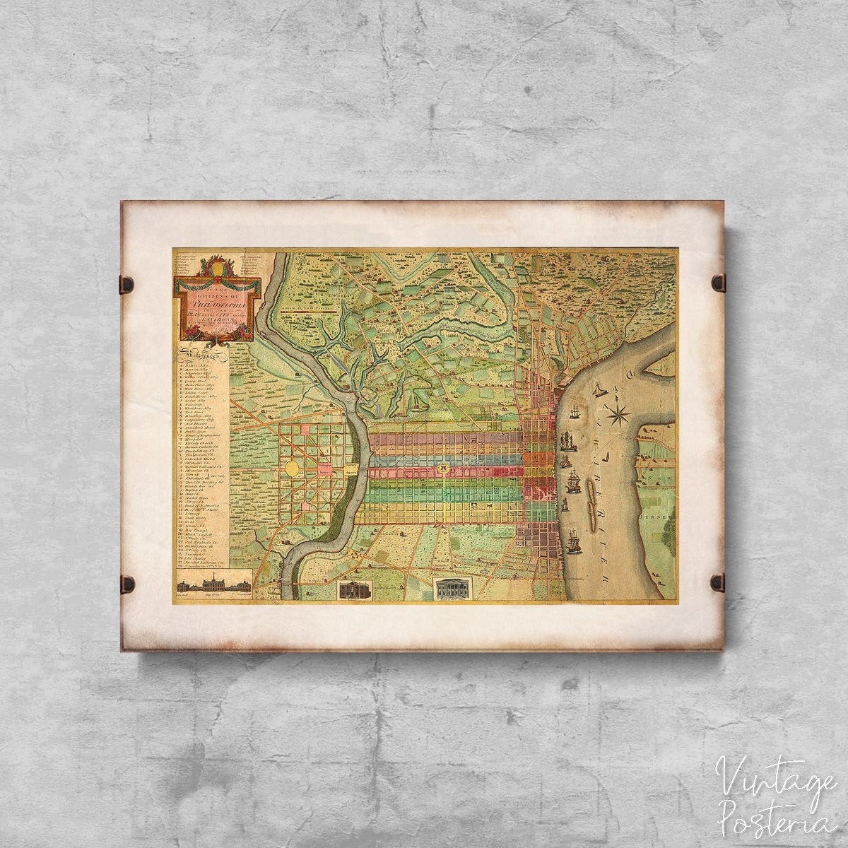  Old Map of Philadelphia Vintage Poster, Modern Posters, Map Posters, Map Wall Decor