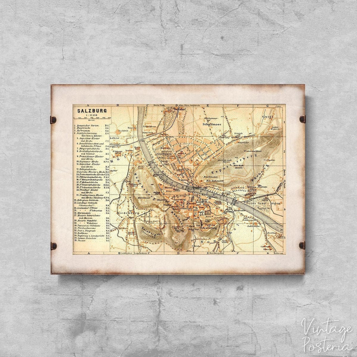  Old Map of Salzburg Austria Vintage Poster, Wall Decor, Map Posters, Countries Decor