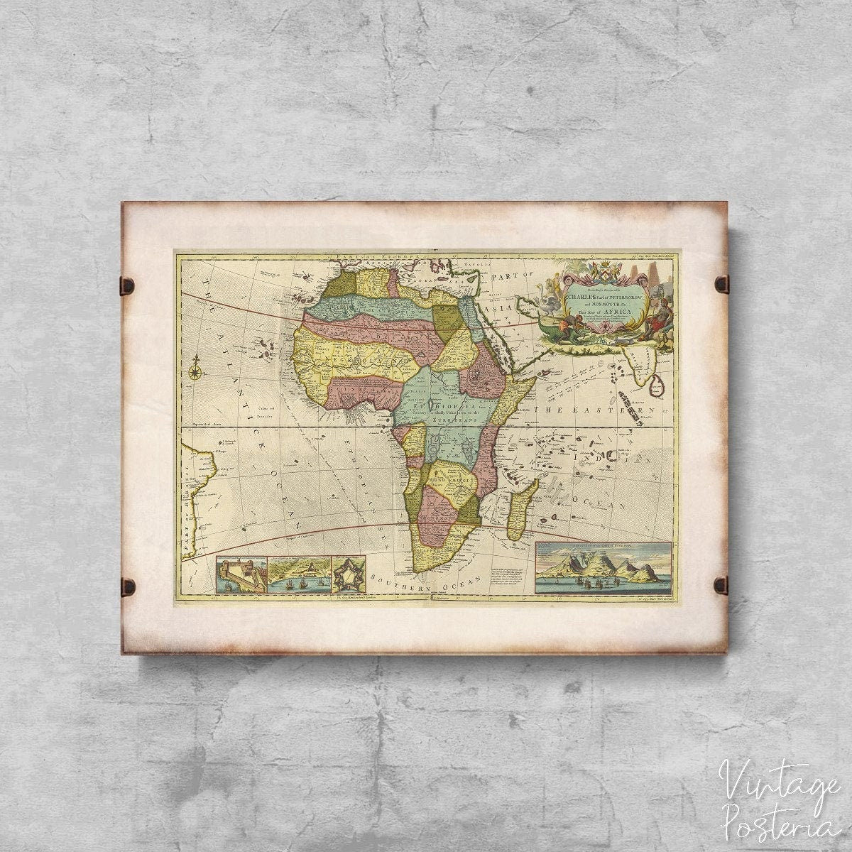  Year Map of Africa Vintage Poster, Painting Print, Antique Map, Country Decor