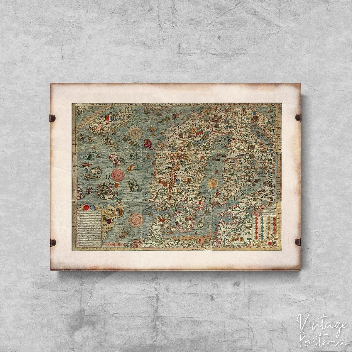  Old Scandinavia Map North of Europe Vintage Poster, Modern Posters, Discovery Map, Old Art