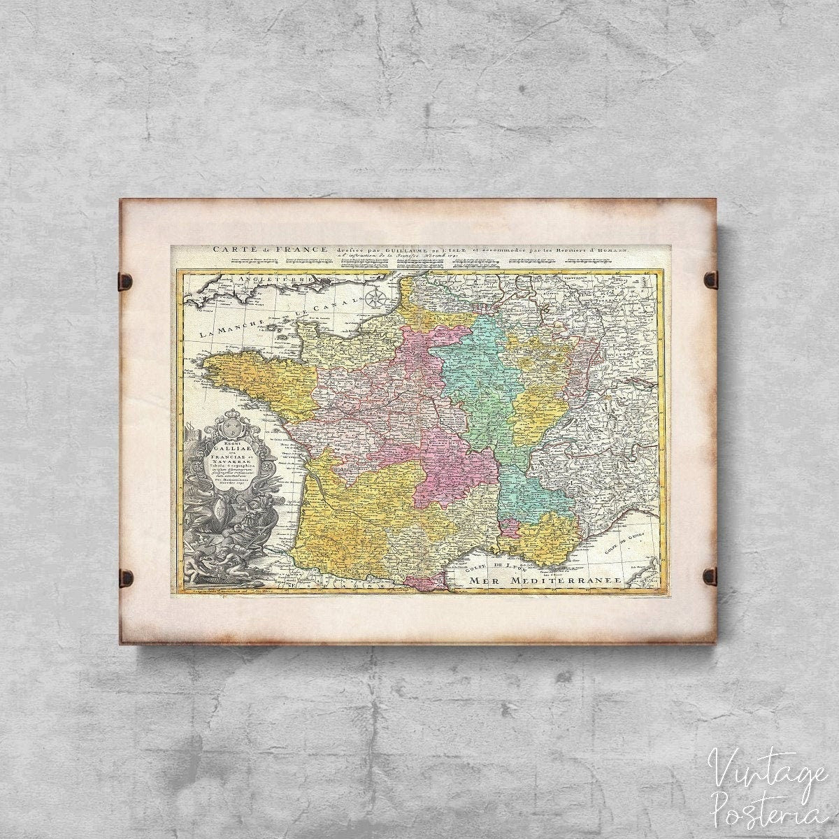  Old France Map Vintage Poster, Painting Print, Map Posters, Map Wall Art