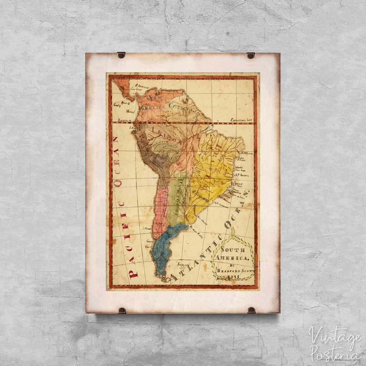  Map of South America Vintage Poster, Aesthetic Wall Hangings, Old Maps, Map Wall Decor