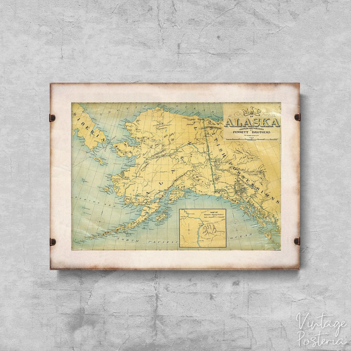  Old Map of Alaska Vintage Poster, Painting Print, Old Prints, Map Print