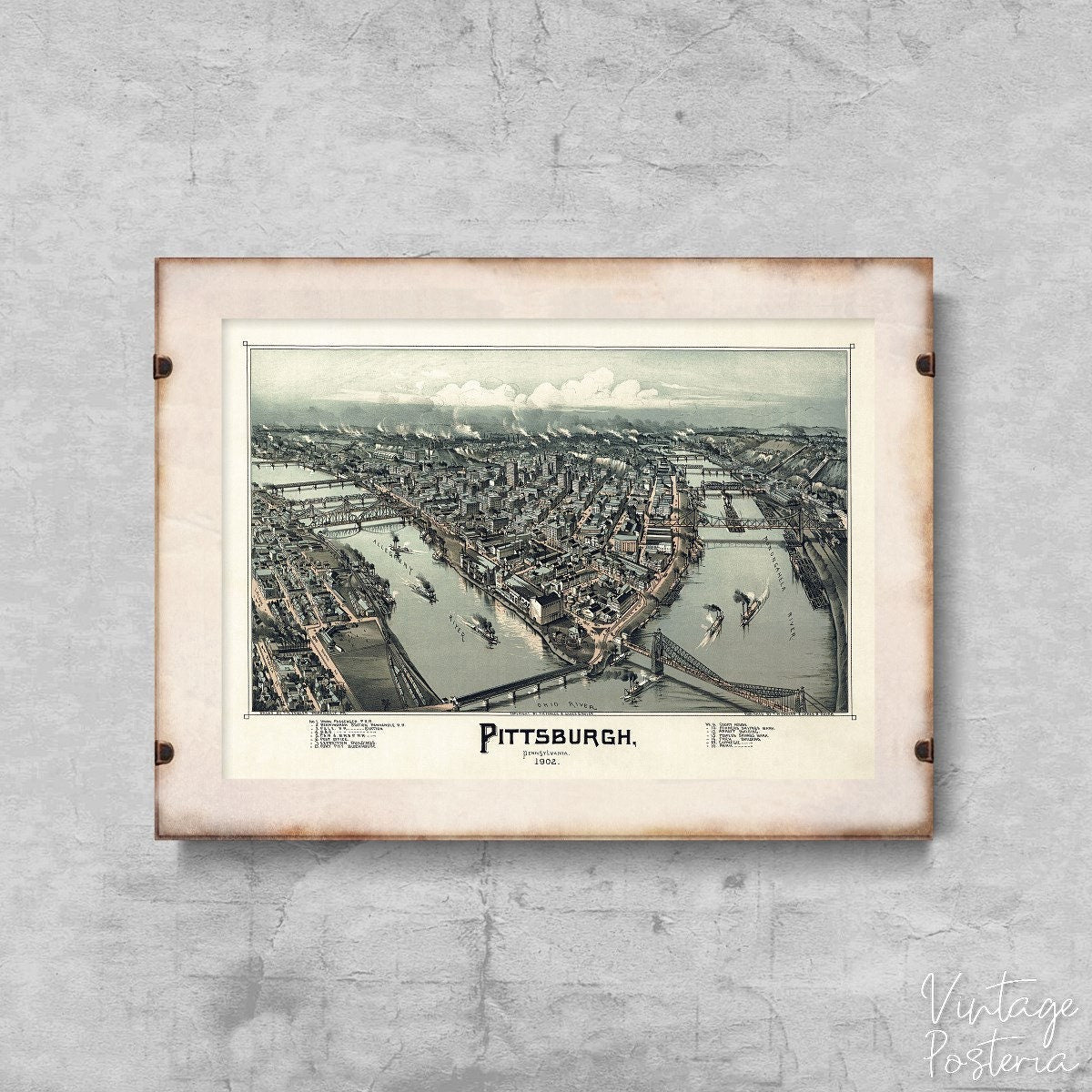  Old Map of Pittsburgh Pennsylvania Vintage Poster, Vintage Print, Country Map, Country Decor