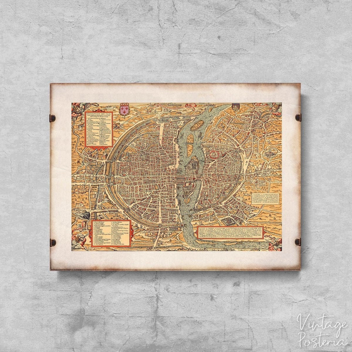  Map of Paris Vintage Poster, Vintage Poster, Old Maps, Vintage Art