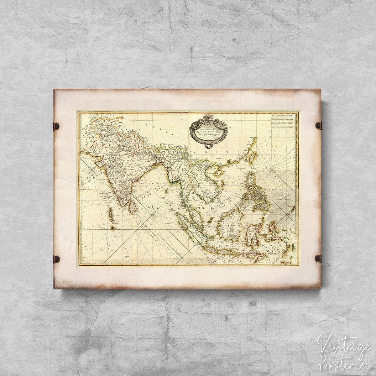  Old Map of South East Asia Vintage Poster, Aesthetic Wall Hangings, Discovery Map, Countries Decor