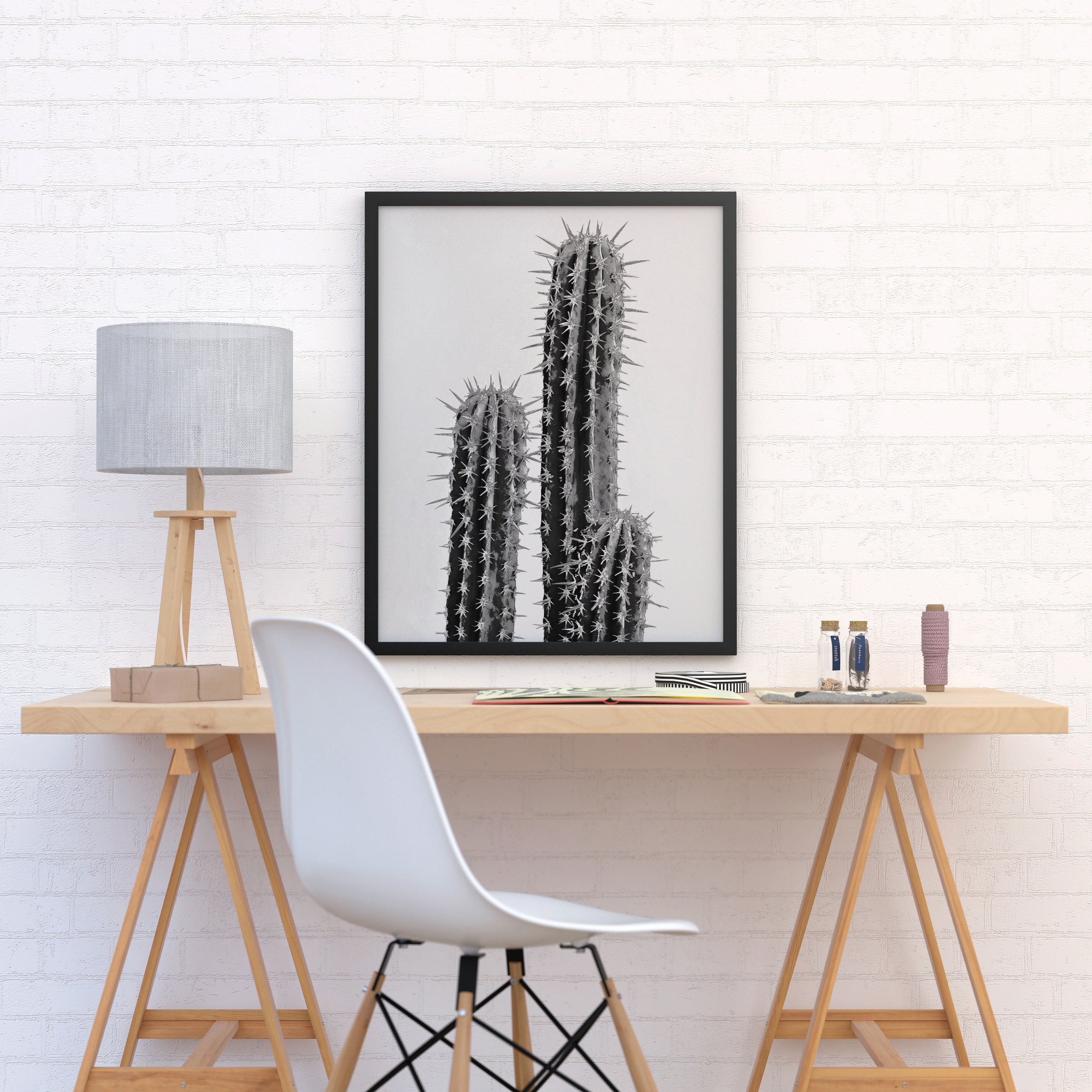 Cacti Print - Poster Art - Black and white - Cactus design - Modern  - modern art - botanical print